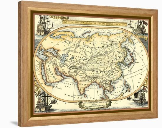 Nautical Map of Asia-Vision Studio-Framed Stretched Canvas