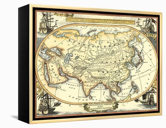 Nautical Map of Asia-Vision Studio-Framed Stretched Canvas