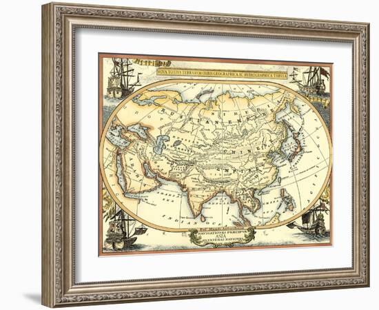 Nautical Map of Asia-Vision Studio-Framed Art Print