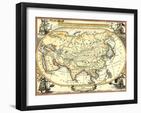 Nautical Map of Asia-Vision Studio-Framed Art Print