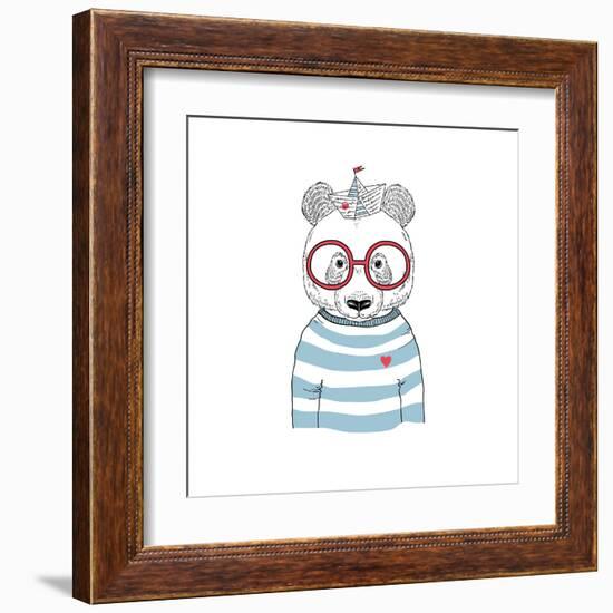 Nautical Panda Sailor-Olga_Angelloz-Framed Art Print