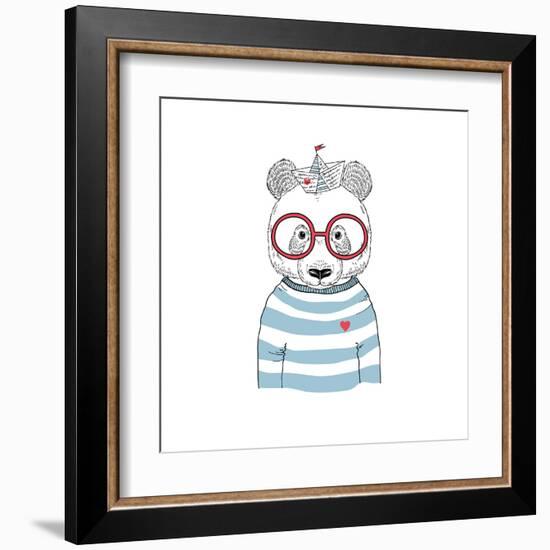 Nautical Panda Sailor-Olga_Angelloz-Framed Art Print