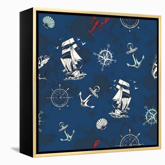 Nautical Pattern-Kimberly Allen-Framed Stretched Canvas