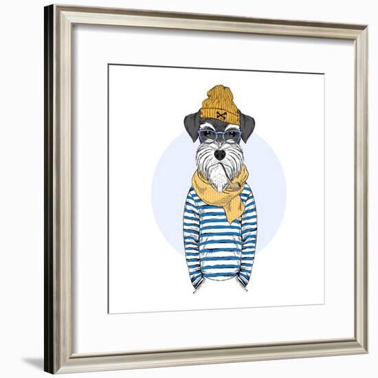 Nautical Schnauzer Dog Sailor-Olga_Angelloz-Framed Premium Giclee Print