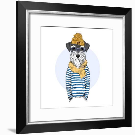 Nautical Schnauzer Dog Sailor-Olga_Angelloz-Framed Premium Giclee Print