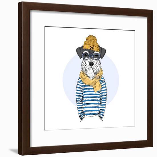 Nautical Schnauzer Dog Sailor-Olga_Angelloz-Framed Premium Giclee Print
