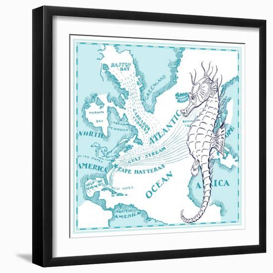 Nautical Seahorse-null-Framed Giclee Print