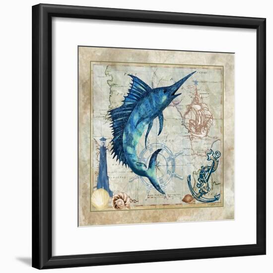 Nautical Swordfish-Jill Meyer-Framed Art Print