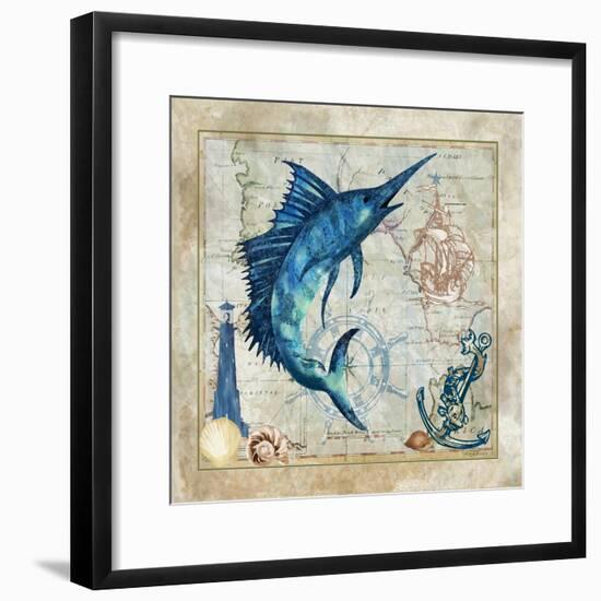 Nautical Swordfish-Jill Meyer-Framed Art Print