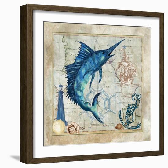 Nautical Swordfish-Jill Meyer-Framed Art Print