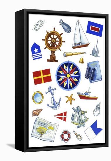 Nautical Theme Icons-Geraldine Aikman-Framed Premier Image Canvas