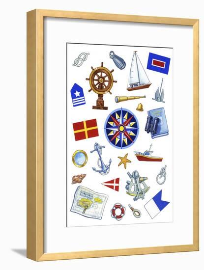 Nautical Theme Icons-Geraldine Aikman-Framed Giclee Print