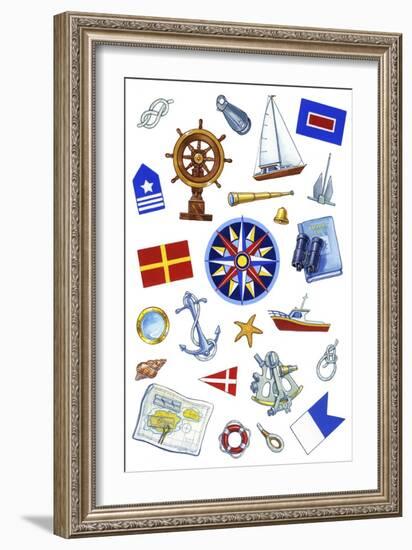 Nautical Theme Icons-Geraldine Aikman-Framed Giclee Print