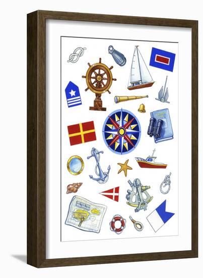 Nautical Theme Icons-Geraldine Aikman-Framed Giclee Print