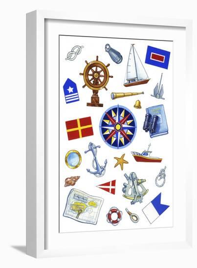 Nautical Theme Icons-Geraldine Aikman-Framed Giclee Print