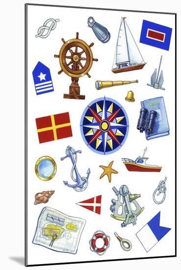 Nautical Theme Icons-Geraldine Aikman-Mounted Giclee Print