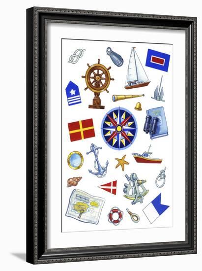 Nautical Theme Icons-Geraldine Aikman-Framed Giclee Print