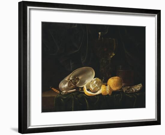 Nautilus Shell, a Roemer Beer Glass, an Orange and a Lemon on a Pewter Plate-Christiaen Luyckx-Framed Giclee Print