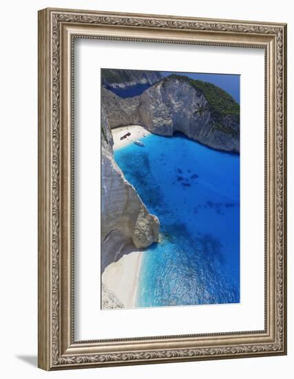 Navagio Beach and Shipwreck at Smugglers Cove on the Coast of Zakynthos-Sakis Papadopoulos-Framed Photographic Print