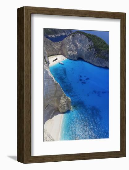 Navagio Beach and Shipwreck at Smugglers Cove on the Coast of Zakynthos-Sakis Papadopoulos-Framed Photographic Print