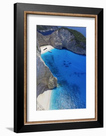 Navagio Beach and Shipwreck at Smugglers Cove on the Coast of Zakynthos-Sakis Papadopoulos-Framed Photographic Print