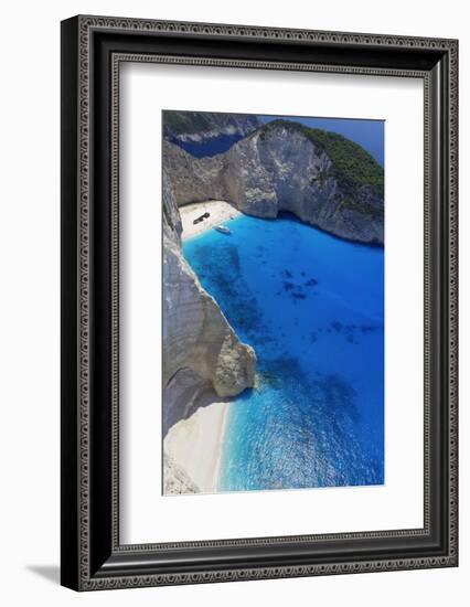 Navagio Beach and Shipwreck at Smugglers Cove on the Coast of Zakynthos-Sakis Papadopoulos-Framed Photographic Print