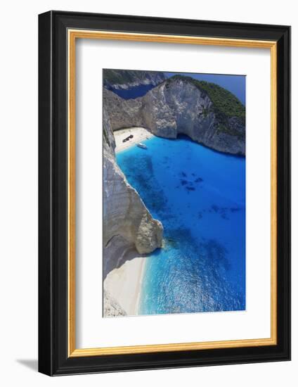 Navagio Beach and Shipwreck at Smugglers Cove on the Coast of Zakynthos-Sakis Papadopoulos-Framed Photographic Print