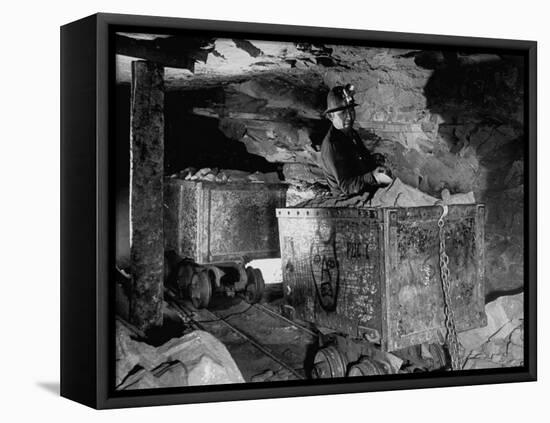 Navajo Leaning on a Car Decorated in Crude While Hauling Ore in His Own Small Mine-null-Framed Premier Image Canvas