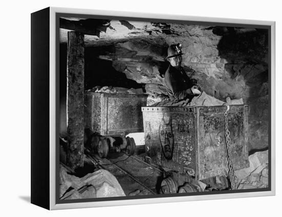Navajo Leaning on a Car Decorated in Crude While Hauling Ore in His Own Small Mine-null-Framed Premier Image Canvas