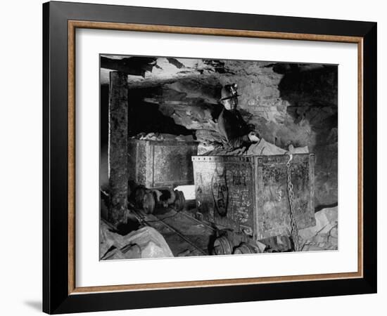 Navajo Leaning on a Car Decorated in Crude While Hauling Ore in His Own Small Mine-null-Framed Photographic Print