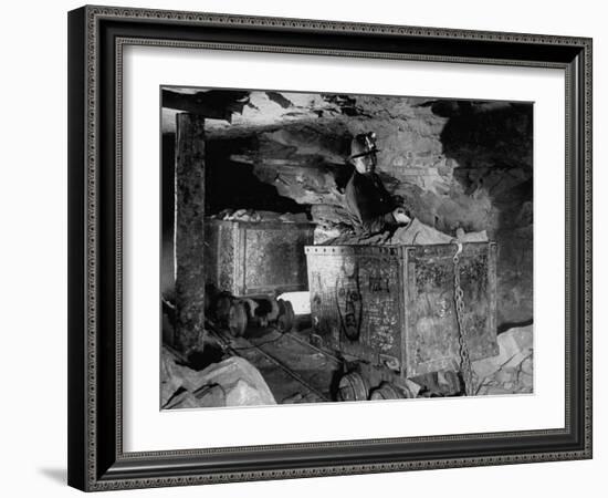 Navajo Leaning on a Car Decorated in Crude While Hauling Ore in His Own Small Mine-null-Framed Photographic Print