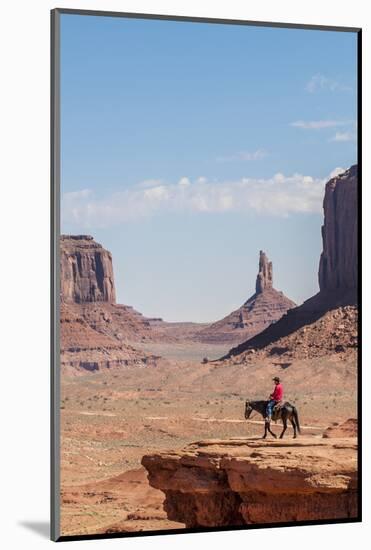 Navajo Man on Horseback, Monument Valley Navajo Tribal Park, Monument Valley, Utah, U.S.A.-Michael DeFreitas-Mounted Photographic Print