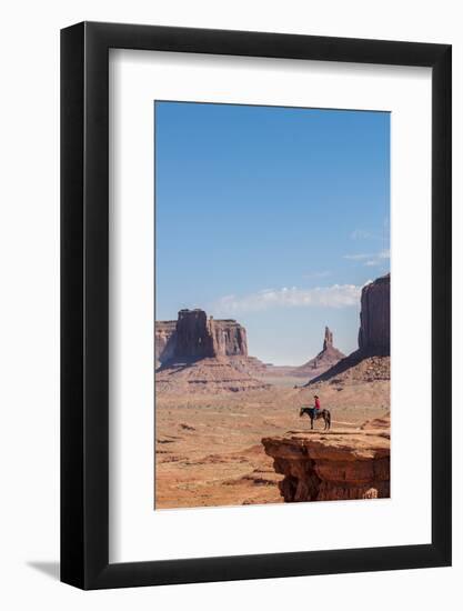 Navajo Man on Horseback, Monument Valley Navajo Tribal Park, Monument Valley, Utah-Michael DeFreitas-Framed Photographic Print
