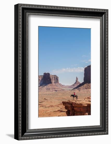 Navajo Man on Horseback, Monument Valley Navajo Tribal Park, Monument Valley, Utah-Michael DeFreitas-Framed Photographic Print