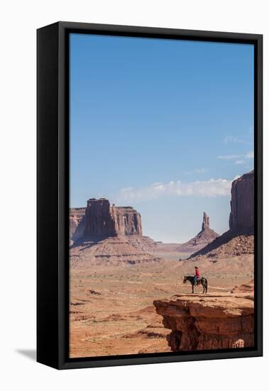 Navajo Man on Horseback, Monument Valley Navajo Tribal Park, Monument Valley, Utah-Michael DeFreitas-Framed Premier Image Canvas