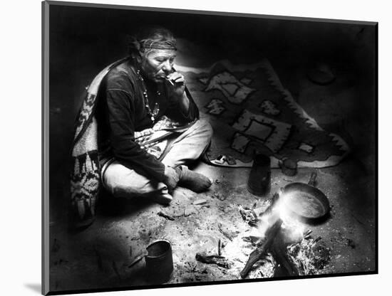 Navajo Man Smoking, C1915-William Carpenter-Mounted Photographic Print