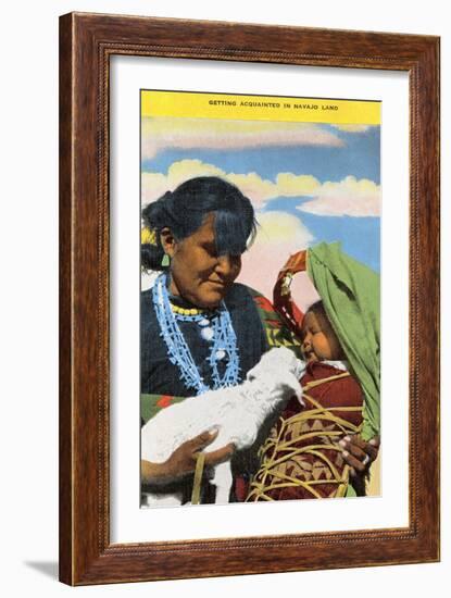 Navajo Mother, Baby and Lamb-null-Framed Art Print