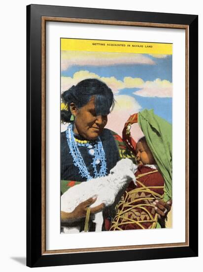 Navajo Mother, Baby and Lamb-null-Framed Art Print