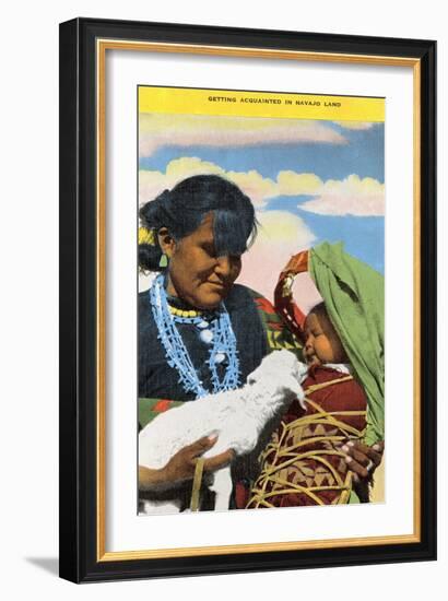 Navajo Mother, Baby and Lamb-null-Framed Art Print