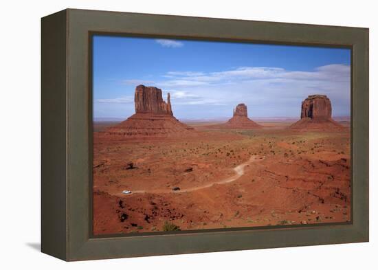 Navajo Nation, Monument Valley, Mittens and Valley Scenic Drive-David Wall-Framed Premier Image Canvas