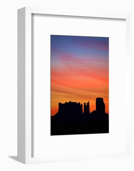 Navajo Nation, Monument Valley, Sunrise over Mitten Rock Formations-David Wall-Framed Photographic Print