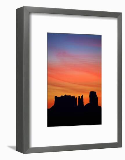 Navajo Nation, Monument Valley, Sunrise over Mitten Rock Formations-David Wall-Framed Photographic Print