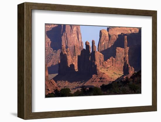 Navajo Nation, Monument Valley, Yei Bi Chei and Totem Pole Rock Column-David Wall-Framed Photographic Print