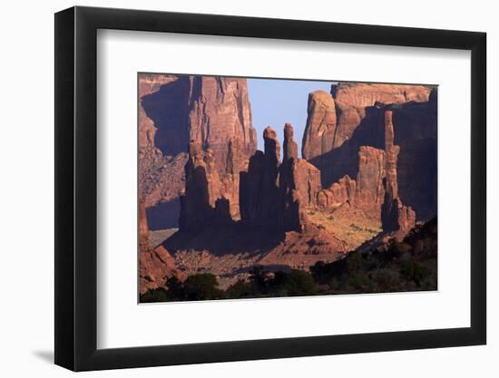 Navajo Nation, Monument Valley, Yei Bi Chei and Totem Pole Rock Column-David Wall-Framed Photographic Print