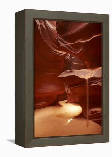 Navajo Nation, Sand Pouring over Eroded Sandstone, Antelope Canyon-David Wall-Framed Premier Image Canvas