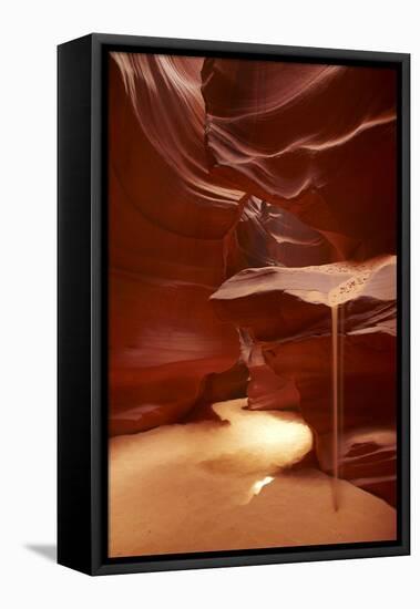 Navajo Nation, Sand Pouring over Eroded Sandstone, Antelope Canyon-David Wall-Framed Premier Image Canvas