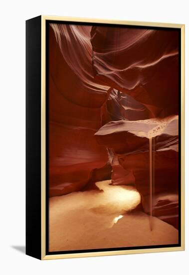 Navajo Nation, Sand Pouring over Eroded Sandstone, Antelope Canyon-David Wall-Framed Premier Image Canvas