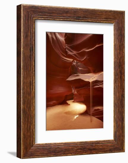 Navajo Nation, Sand Pouring over Eroded Sandstone, Antelope Canyon-David Wall-Framed Photographic Print