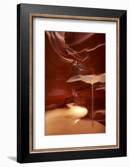 Navajo Nation, Sand Pouring over Eroded Sandstone, Antelope Canyon-David Wall-Framed Photographic Print