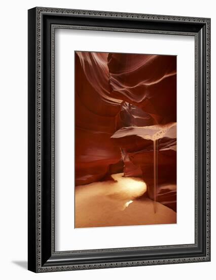 Navajo Nation, Sand Pouring over Eroded Sandstone, Antelope Canyon-David Wall-Framed Photographic Print